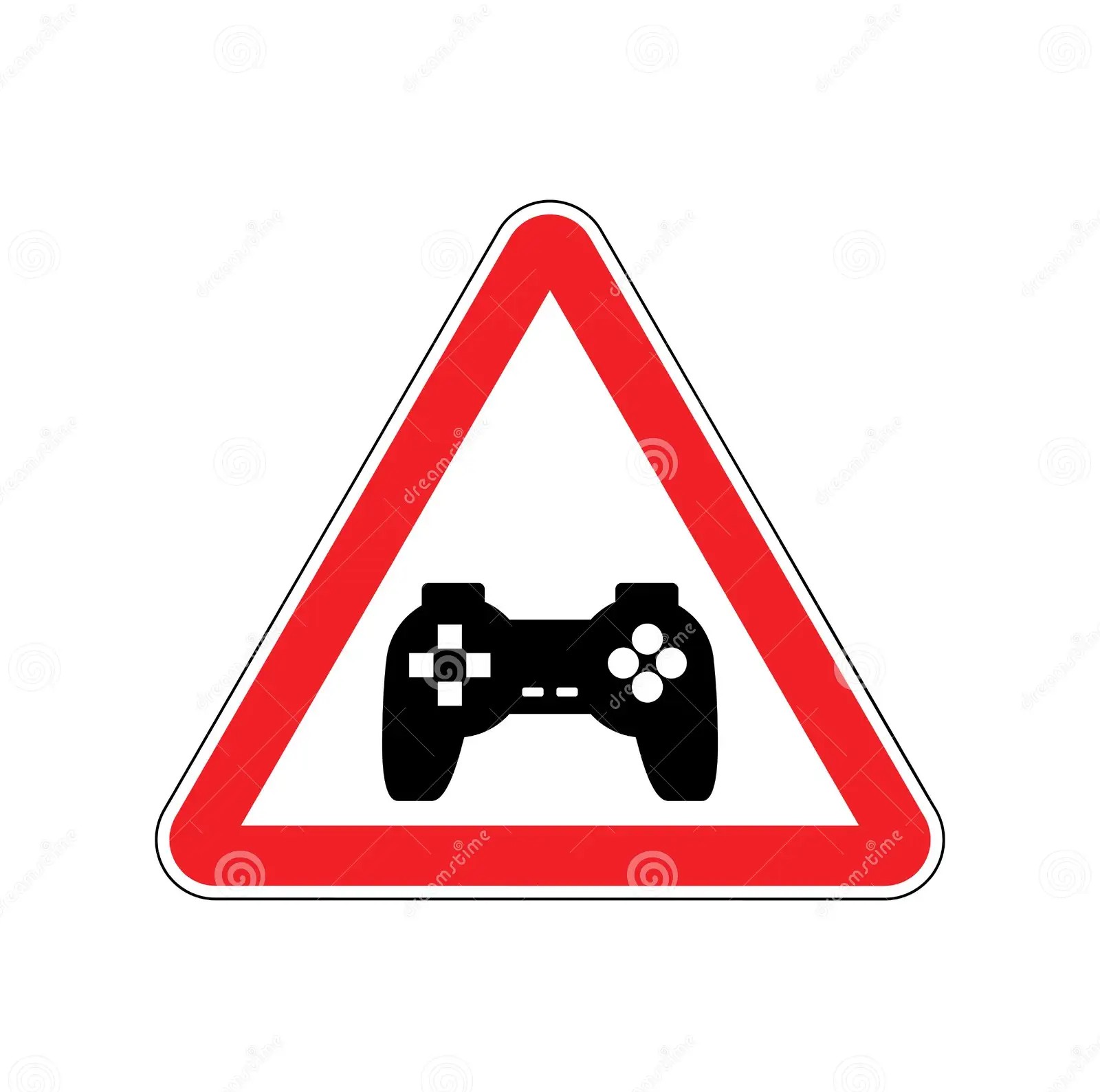 dessin de triangle d'alerte avec une manette de console à l'intérieur